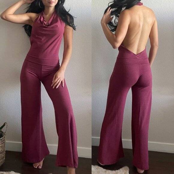 NWT Aria Lattner Women's Aria Flare Jumpsuit Romper in Merlot Burgundy - Picture 1 of 9